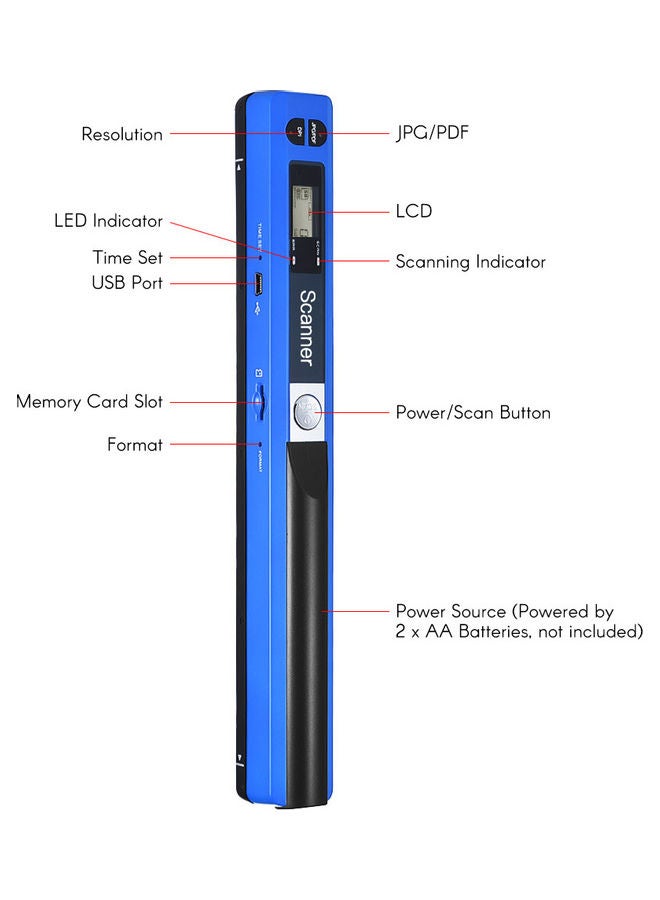 Portable Handheld Wand Wireless Scanner Blue