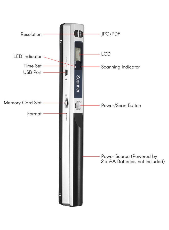 Portable Handheld Wand Wireless Scanner Silver