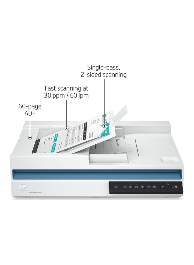 ScanJet Pro 3600 f1, Fast 2-Sided Scanning And Auto Document Feeder (20G06A) White