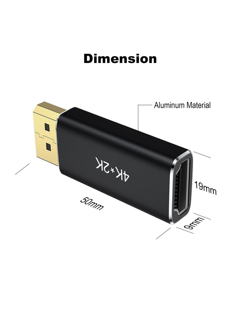 SYOSI 2 Pcs DisplayPort to HDMI Adapters, Uni-Directional DP PC to HDMI Monitor Converter Compatible with HDTV, Projector, Laptop, Desktop & DisplayPort Devices, 4K 30Hz, 2K 60Hz, 1080p 120Hz (Black)