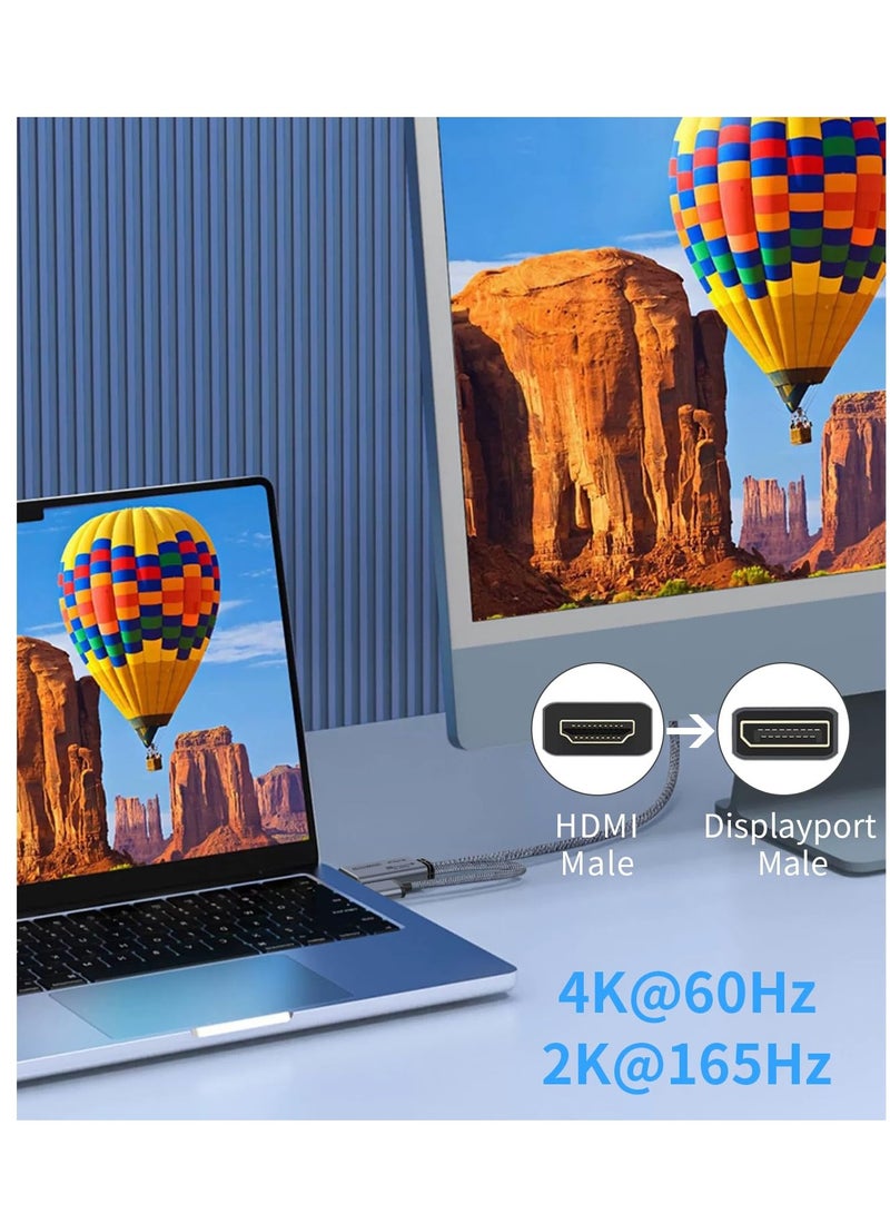 HDMI to DisplayPort Adapter 4K@60Hz, Male to Male Converter Cable HDMI to DP 1.2 with USB Power for Monitor, PS4, High Speed, HDCP2.2 Compatible, 6.6FT 2M, Not Bidirectional