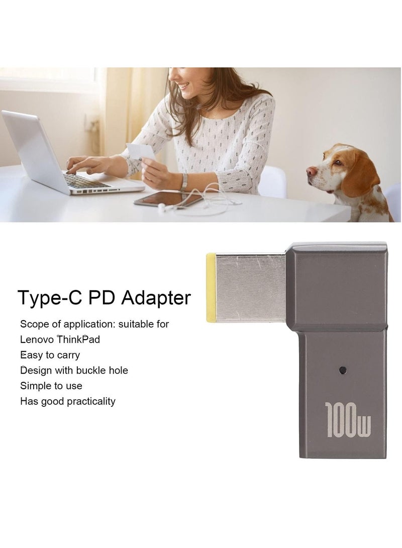 USB C to Slim Tip Adapter Portable 100W 5A PD Fast Charging Converter Adapter Trigger Converter Zinc Alloy Right Angle L Shape USB Type C PD Adapter Compatible with Lenovo Yoga ThinkPad Series