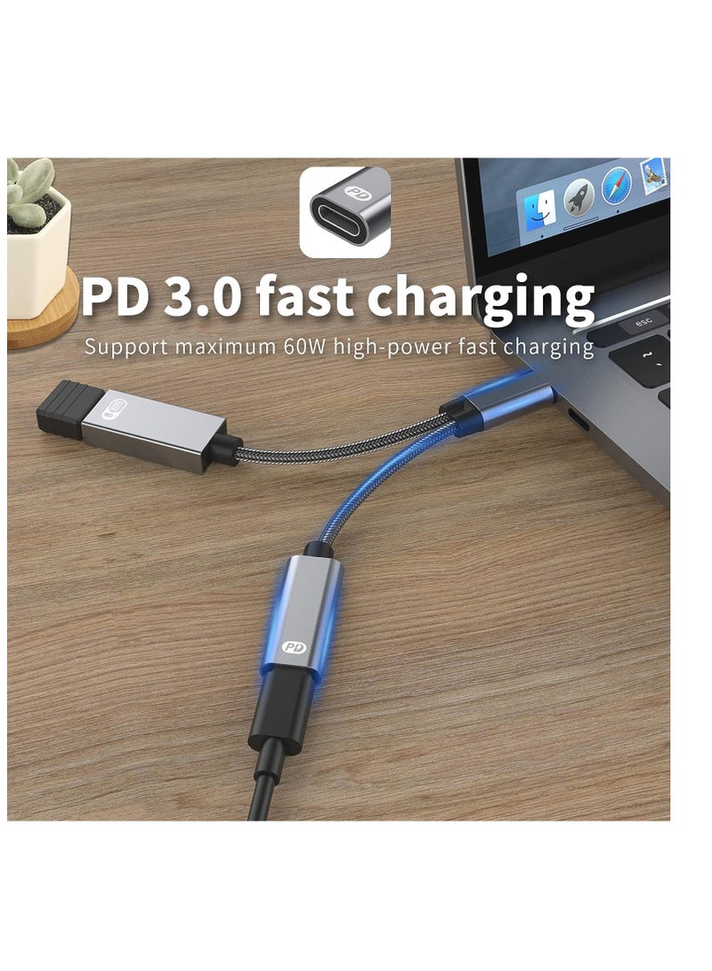 USB C to USB Adapter OTG and Charger Cable 2 in 1 USB-C Splitter with PD 60W Fast Charging Type C OTG and USB A Female Port Compatible for Chromecast Google TV iPad Pro