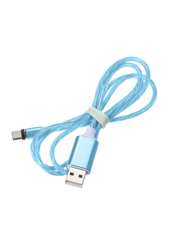 3-In-1 Lightning Micro USB Type-C LED Data Sync Charging Cable With Dust Plug Blue