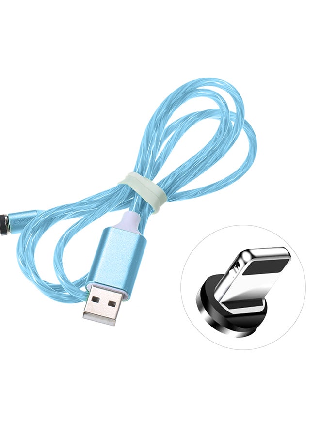 3-In-1 Lightning Micro USB Type-C LED Data Sync Charging Cable With Dust Plug Blue