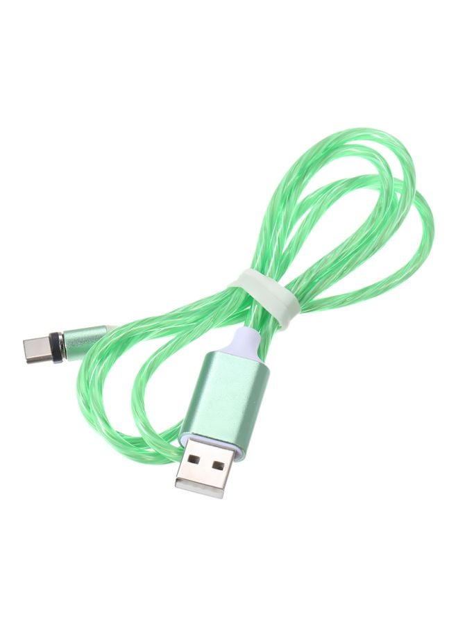 3-In-1 Lightning Micro USB Type-C LED Data Sync Charging Cable With Dust Plug Green