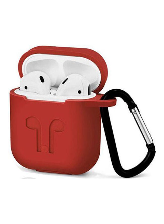 Soft Silicone Cover Protector With Dust Plug Anti-Lost Strap For Apple AirPods  Accessories Red