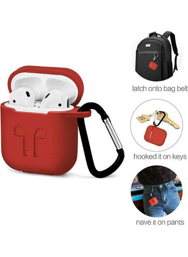 Soft Silicone Cover Protector With Dust Plug Anti-Lost Strap For Apple AirPods  Accessories Red