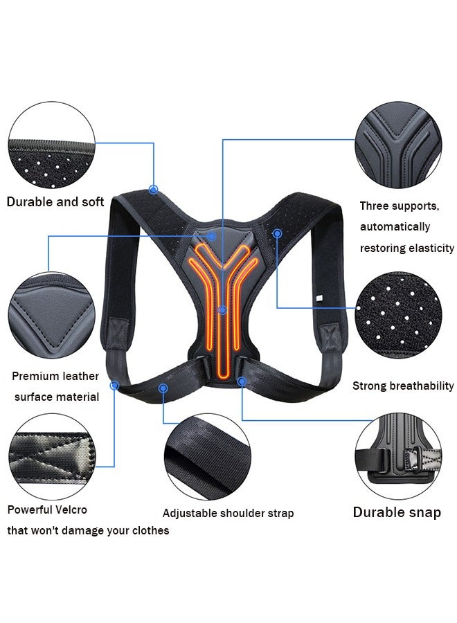 1 Piece Back Correction Strap for Adjustable Posture and Relief of Neck and Shoulder Pain, Black, Medium
