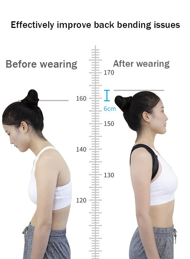1 Piece Back Correction Strap for Adjustable Posture and Relief of Neck and Shoulder Pain, Black, Medium