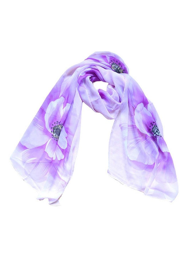 Long Printed Soft Scarf Purple 10