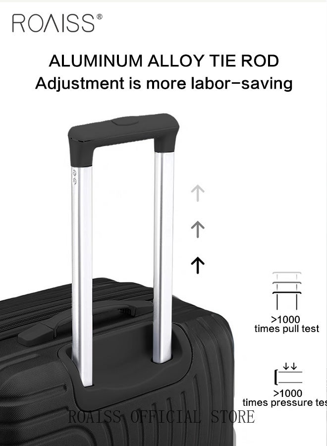 3 Piece Hardshell Luggage Set for Unisex Durable Lightweight Double Universal Wheels Trolley Suitcase for Travel for Men and Women Minimalist Retro Passwords Box Includes 20 24 and 28 Inch