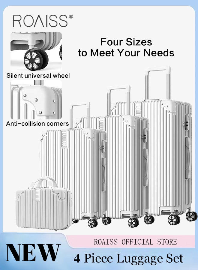 4 Pcs Hardshell Luggage Set for Unisex Durable Lightweight Double Universal Wheels Trolley Suitcase for Travel for Men and Women Minimalist Retro Passwords Box Includes 14 20 24 and 28 Inch