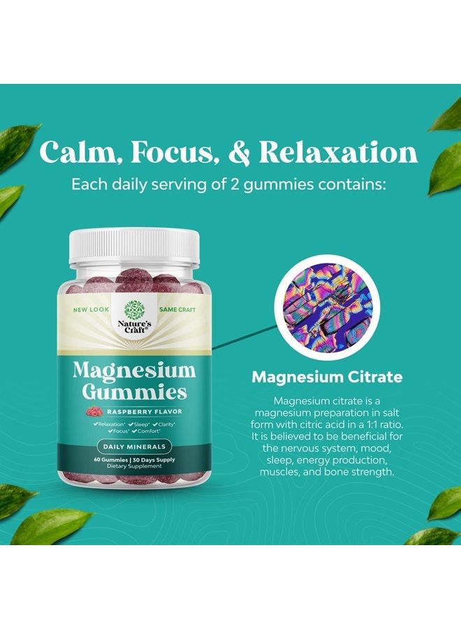 Potent Magnesium Citrate Gummies for Adults 170mg - Calm Magnesium Gummies for Sleep Support Restless Legs Cramps and Muscle Health - Tasty Non GMO Vegan Gummy Vitamin Supplement for Women and Men