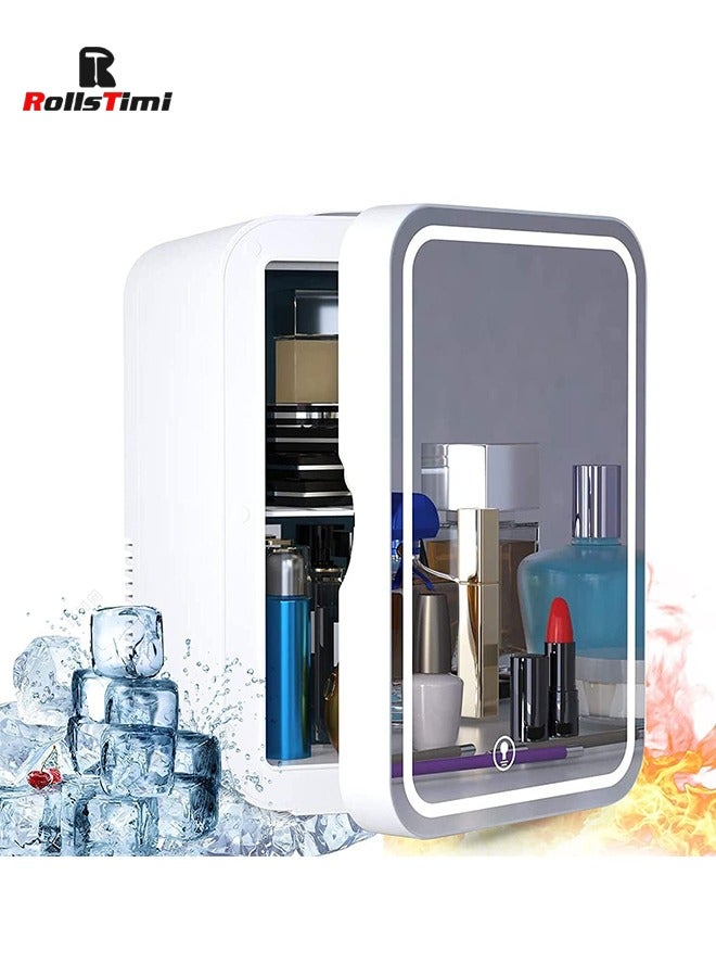 8L Mini Makeup Fridge with LED Light Mirror Portable Cosmetic Storage Refrigerator Cooler&Warmer Freezer for Home Car