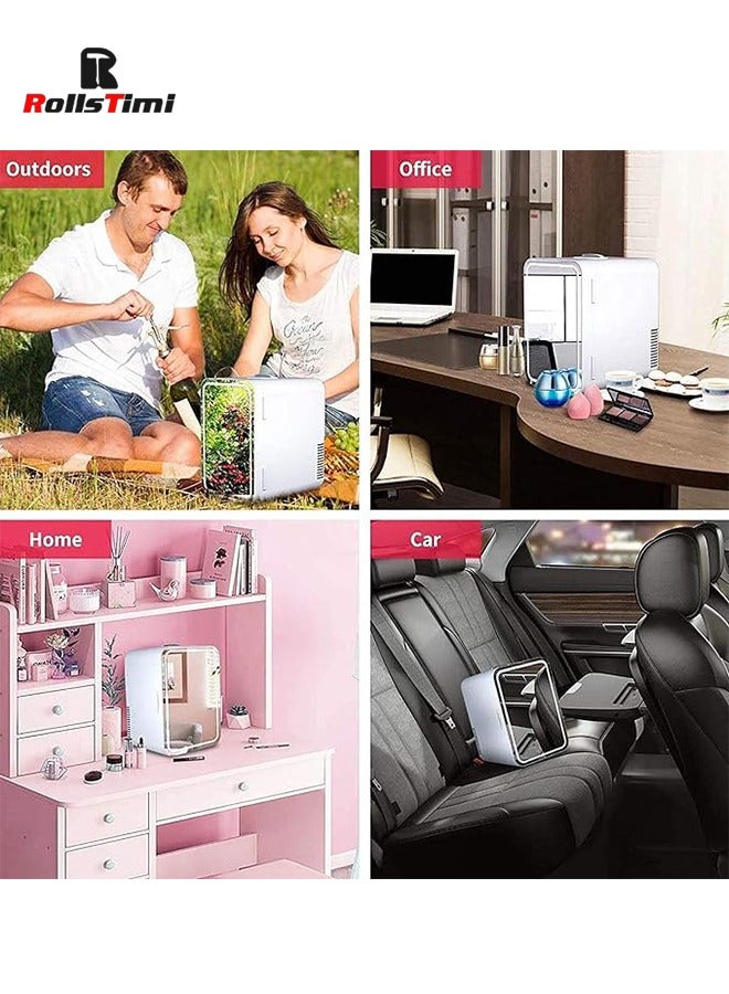 8L Mini Makeup Fridge with LED Light Mirror Portable Cosmetic Storage Refrigerator Cooler&Warmer Freezer for Home Car