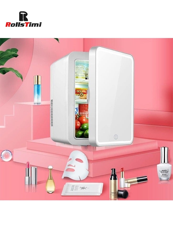 8L Mini Makeup Fridge with LED Light Mirror Portable Cosmetic Storage Refrigerator Cooler&Warmer Freezer for Home Car