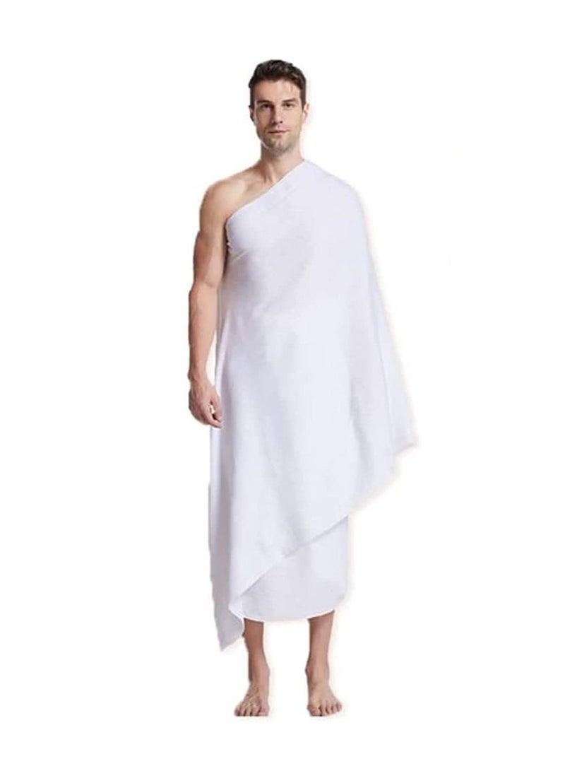 Ihram 2-Piece Hajj And Umrah Religious Cloth For Men Ahram Ehram Soft White-1400g