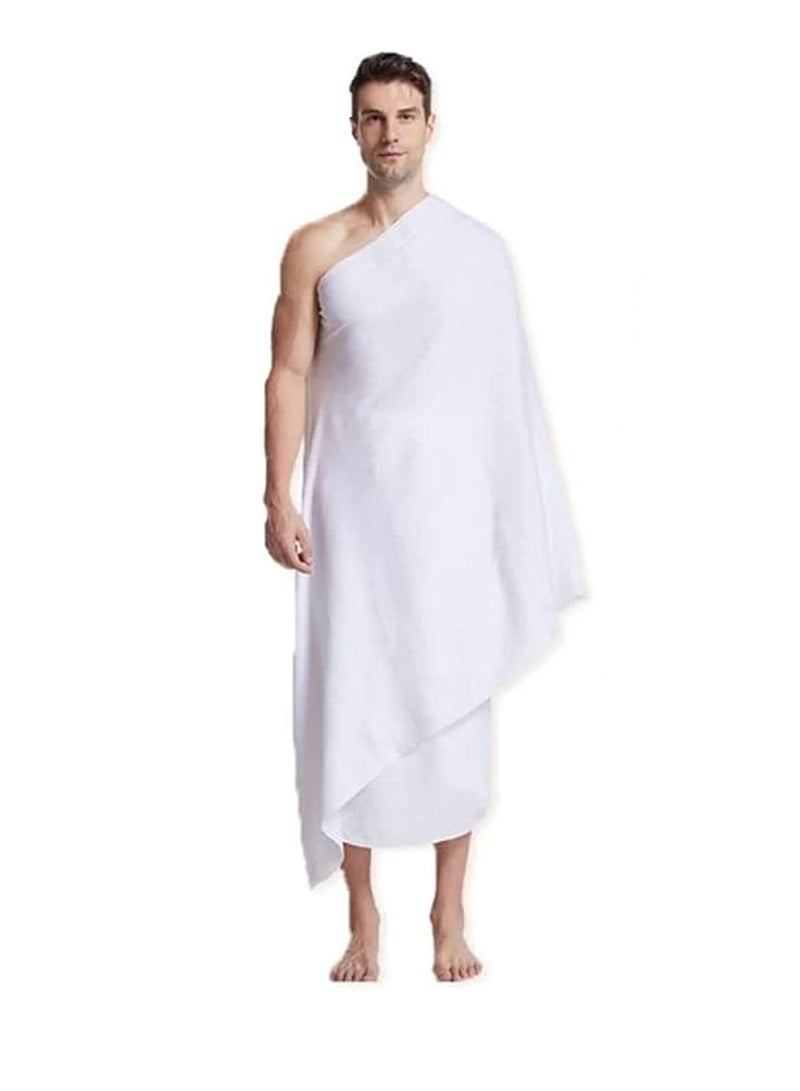 Ihram 2-Piece Hajj And Umrah Religious Cloth For Men Ahram Ehram Soft White-1400g