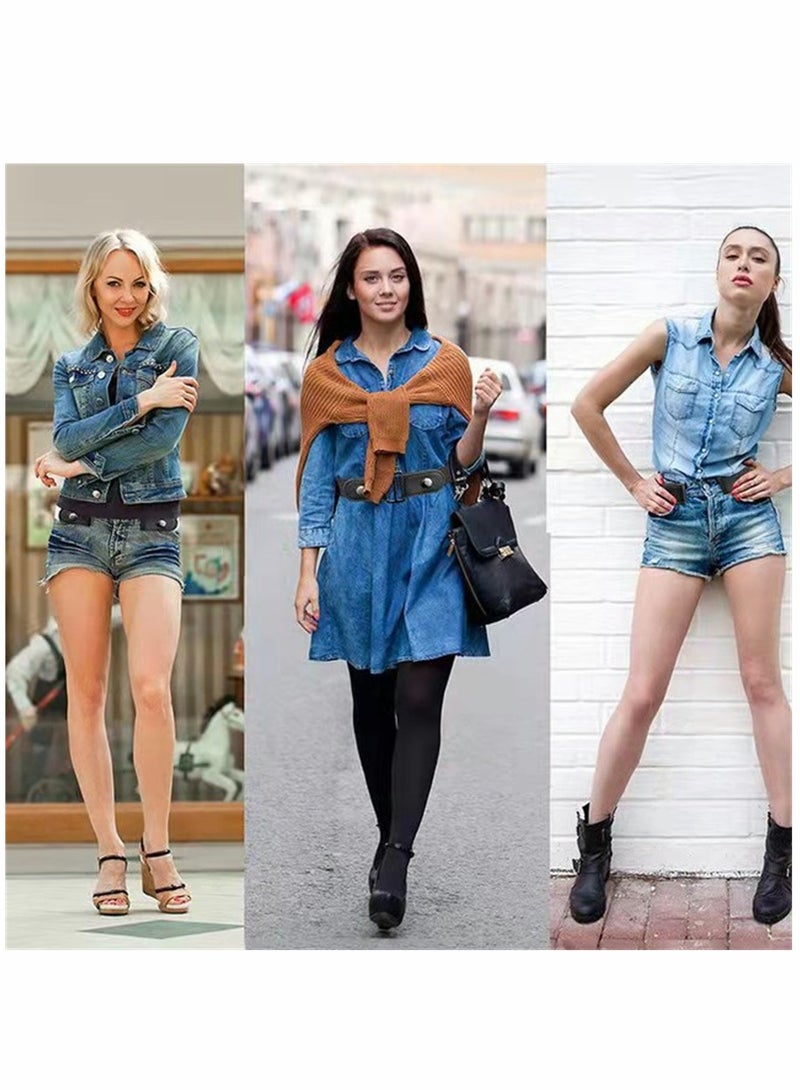 Belts, No Buckle Stretch Belt Adjustable Invisible Belt Elastic Belt No Bulge No Hassle Buckle-free Pant Belt, for Jeans Dresses Women Or Men 2pcs (blue + khaki)