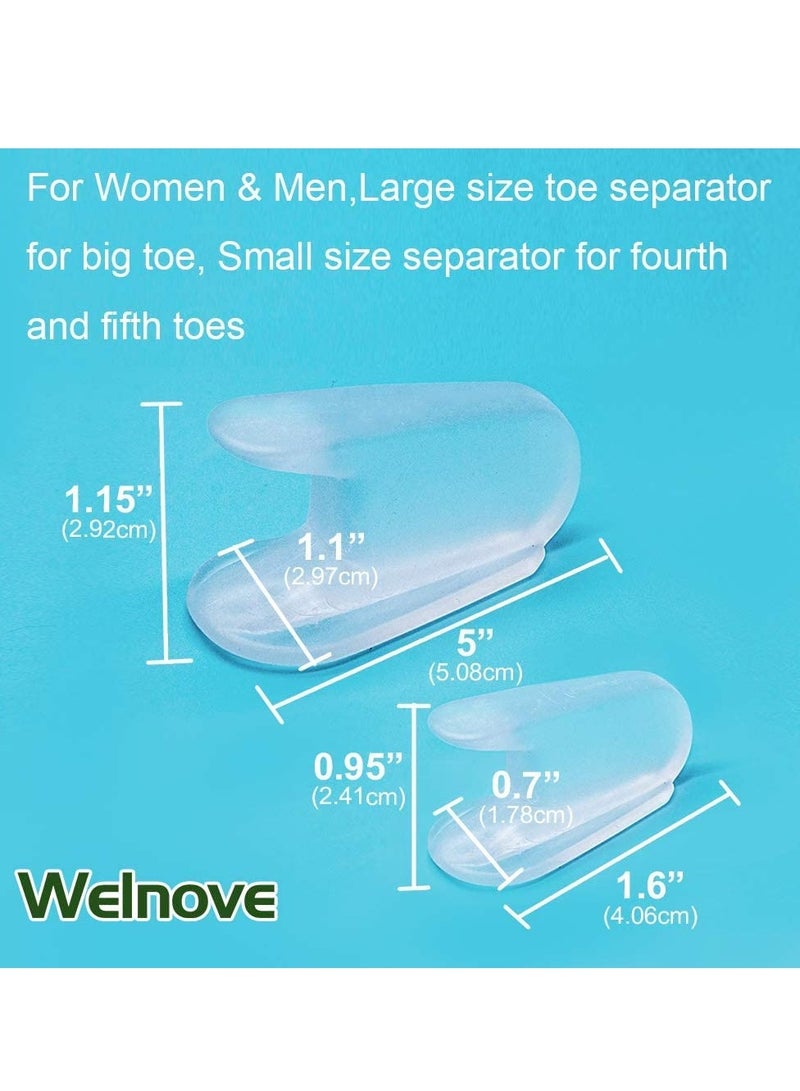 Toe Separators for Bunions - Gel Overlapping Toe Spacers - 10 Pieces - Flared Design Silica Gel Toe