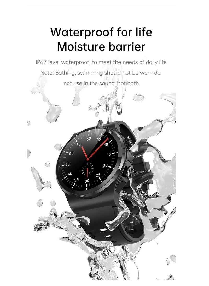 GT69 Smart Watch TWS Earphone Heart Rate Blood Pressure  Oxygen BT Call Music Sports Men Women Smartwatch Black