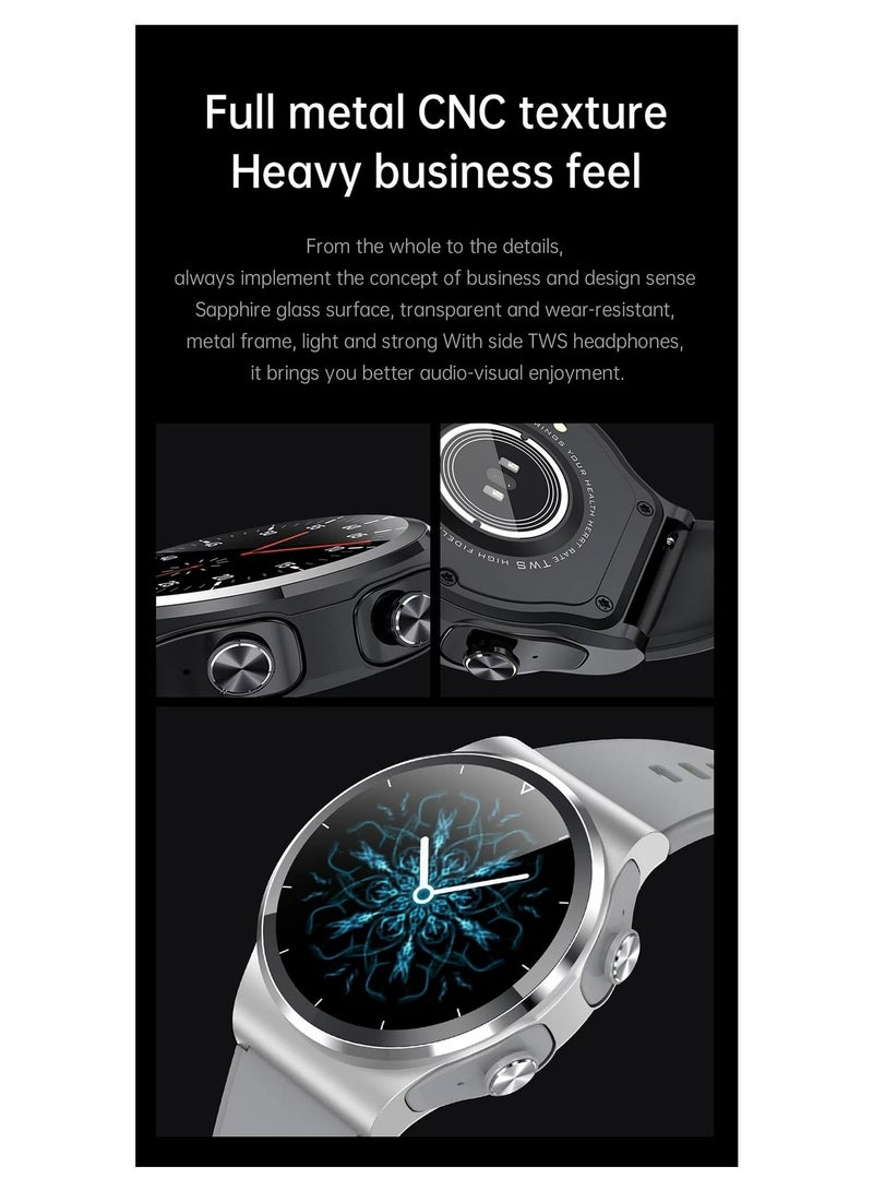 GT69 Smart Watch TWS Earphone Heart Rate Blood Pressure  Oxygen BT Call Music Sports Men Women Smartwatch Black