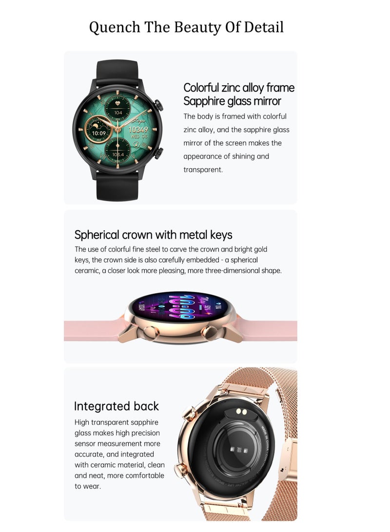 Round Amoled Screen Smart Watch Women Hk39 1.1inch Magnetic Charge Call Waterproof IP68 NFC FitCloudPro APP Smart Watch