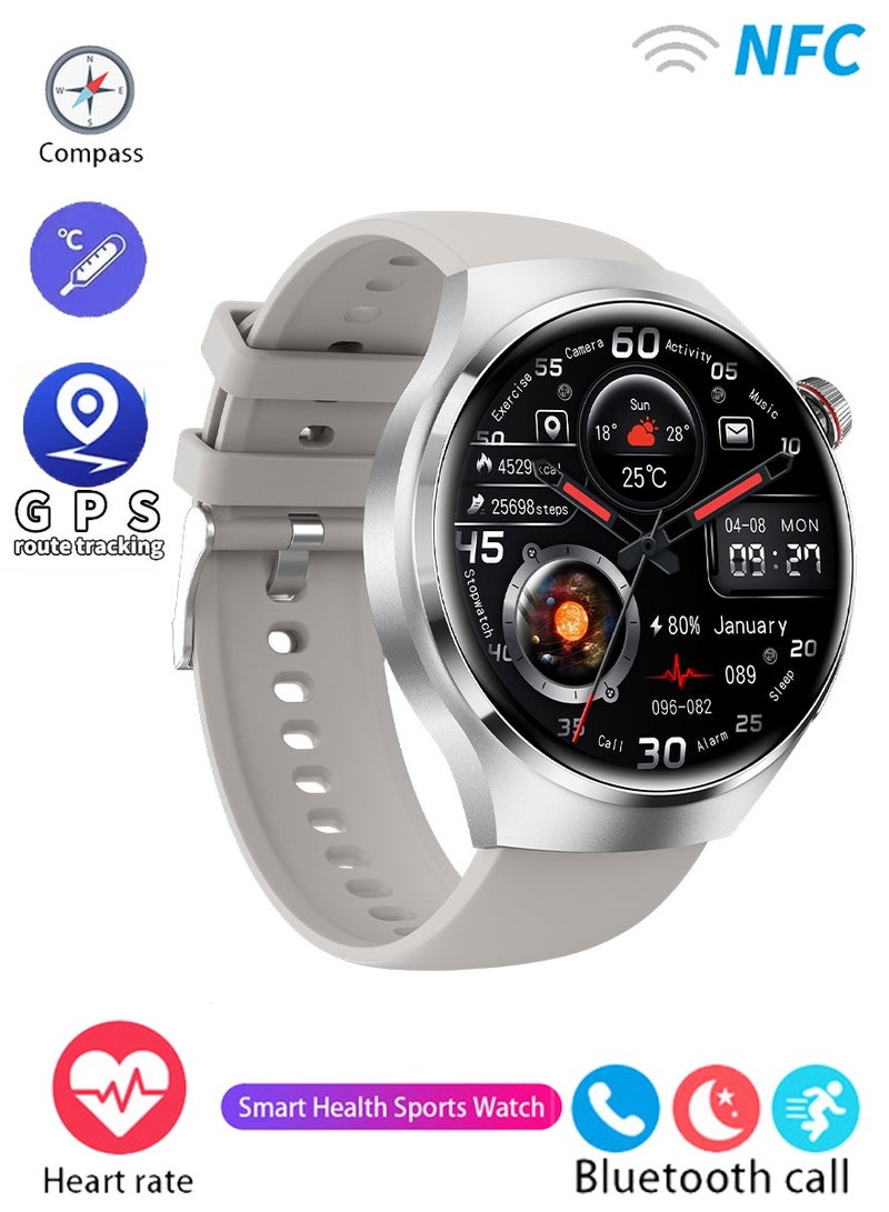 GT4 Smart watch with body temperature, watches with compass, sports and fitness smartwatch, silver