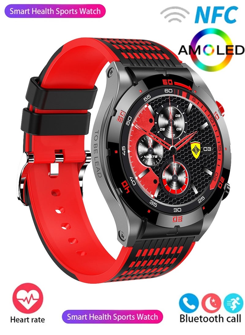 Large screen smartwatch AMOLED 1.43 Heart rate monitors and sleep monitors are iPhone assistants for robots and artificial intelligence. Smart Watch Red Bar