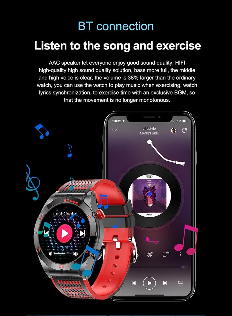 Large screen smartwatch AMOLED 1.43 Heart rate monitors and sleep monitors are iPhone assistants for robots and artificial intelligence. Smart Watch Red Bar