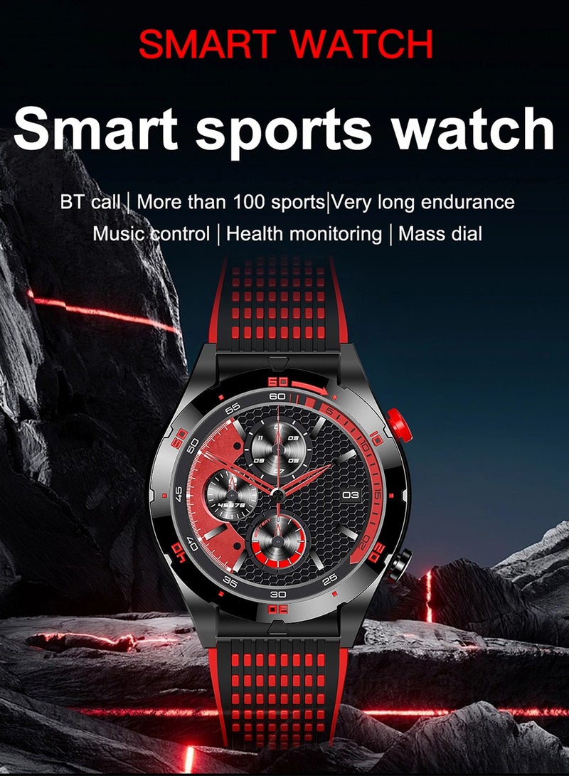 Large screen smartwatch AMOLED 1.43 Heart rate monitors and sleep monitors are iPhone assistants for robots and artificial intelligence. Smart Watch Red Bar