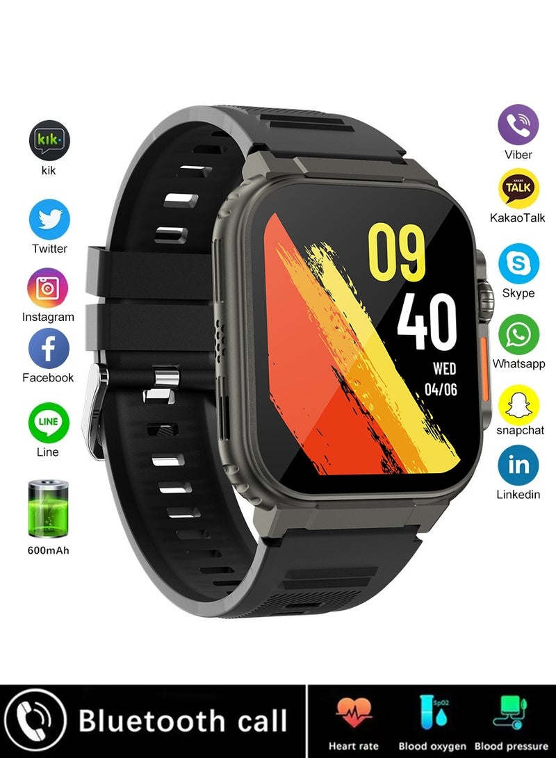 600mAH Powerful Smartwatch With 1.96-inch High-Definition Screen And Health Monitoring Function For IPhone And Android Smart Watch Black