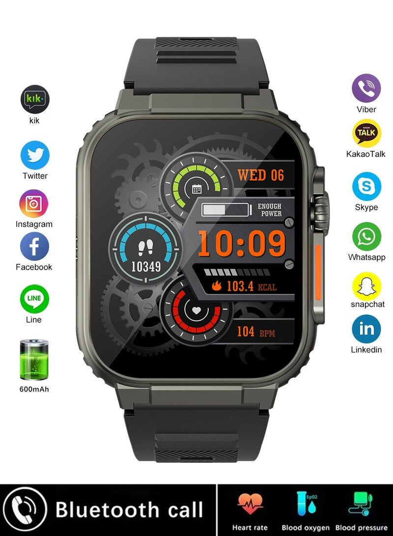 600mAH Powerful Smartwatch With 1.96-inch High-Definition Screen And Health Monitoring Function For IPhone And Android Smart Watch Black