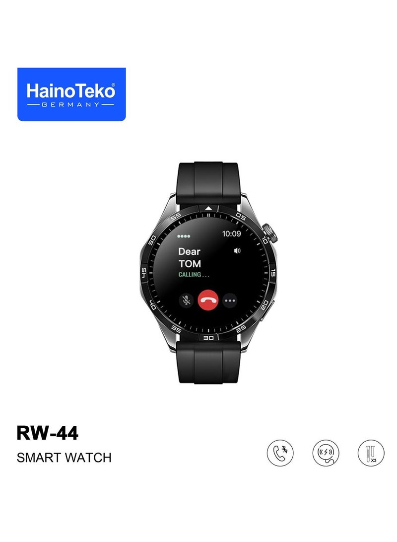 Haino Teko RW44 Round Screen AMOLED Display Smart Watch With 3 Pair Straps and Wireless Charger For Gents and Boys