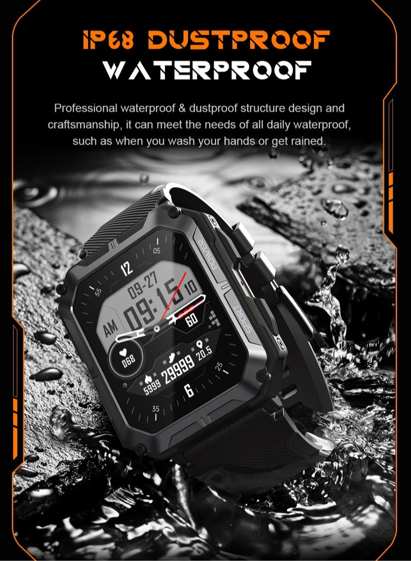 Smart Watch for Men Military Sports Smartwatch with Bluetooth Call IP68 1.83 inch Fitness Tracker