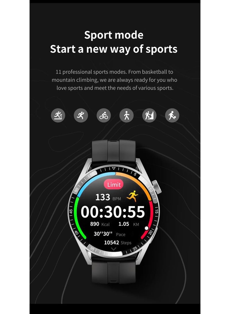 Smart Watch GT8 Men 1.5inch Large Screen BT Call NFC Health Monitoring Wireless Charging Sports Fitness Tracker Smartwatch