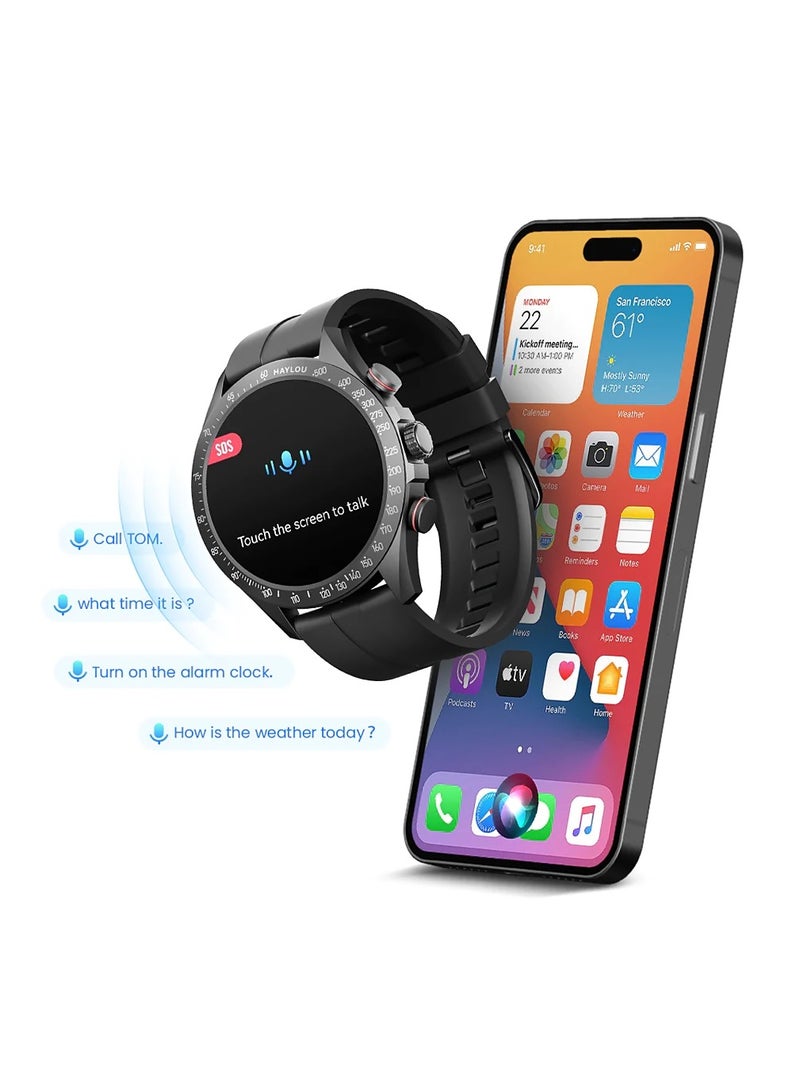 300 mAh Solar Pro Smartwatch 1.43 inch Amoled HD Display 105 Sport Modes Heart Rate Monitoring SpO2 With Bluetooth Calling Black