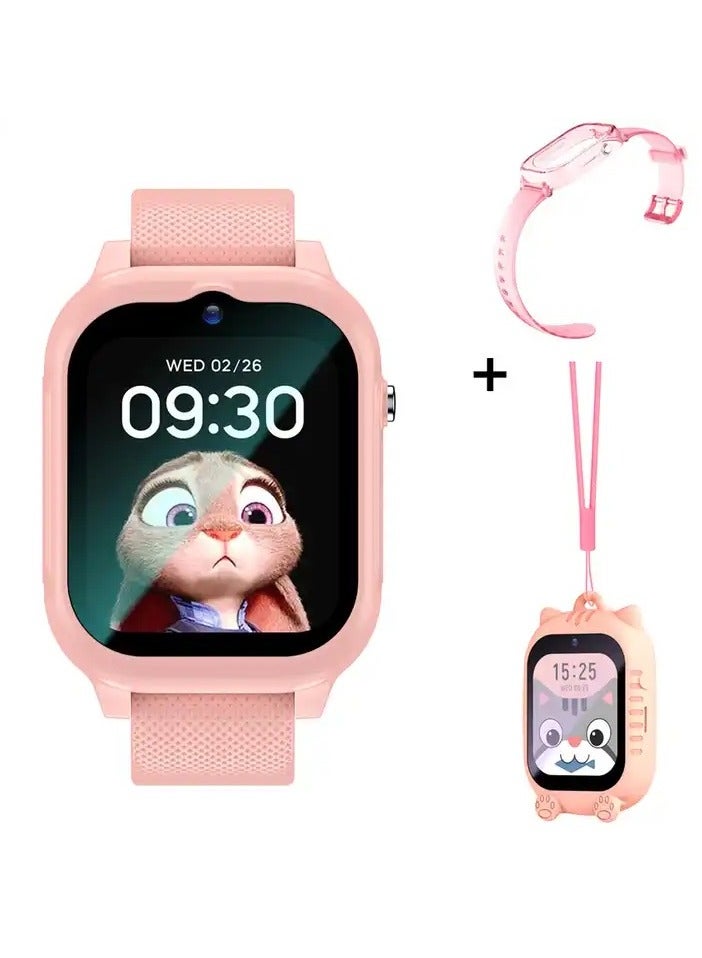 4G Sim Waterproof Children's Smart Watch with Video Call & GPS Tracking Kids Watch For Boys and Girls - Pink