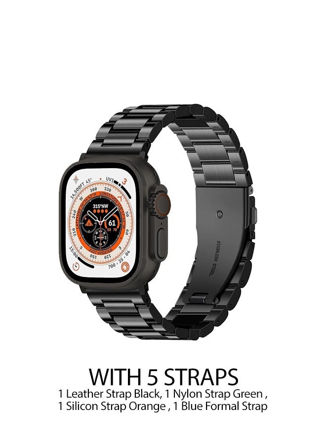 Experience Ultimate Connectivity with the Oteeto TU81 2.1-Inch AMOLED Ultra Smartwatch - 5 Straps, Chain, and Bands Included!