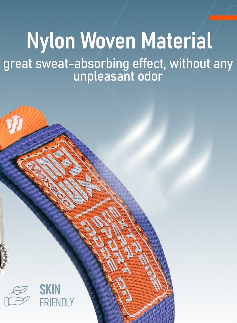 Moxedo MX23 Rugged Strap Breathable Nylon Braided Sports Band Compatible with Apple Watch Band Series 8/7/6/5/4/3/2/1/SE Ultra Woven Loop Design for 44mm/45mm/49mm - Midnight Blue