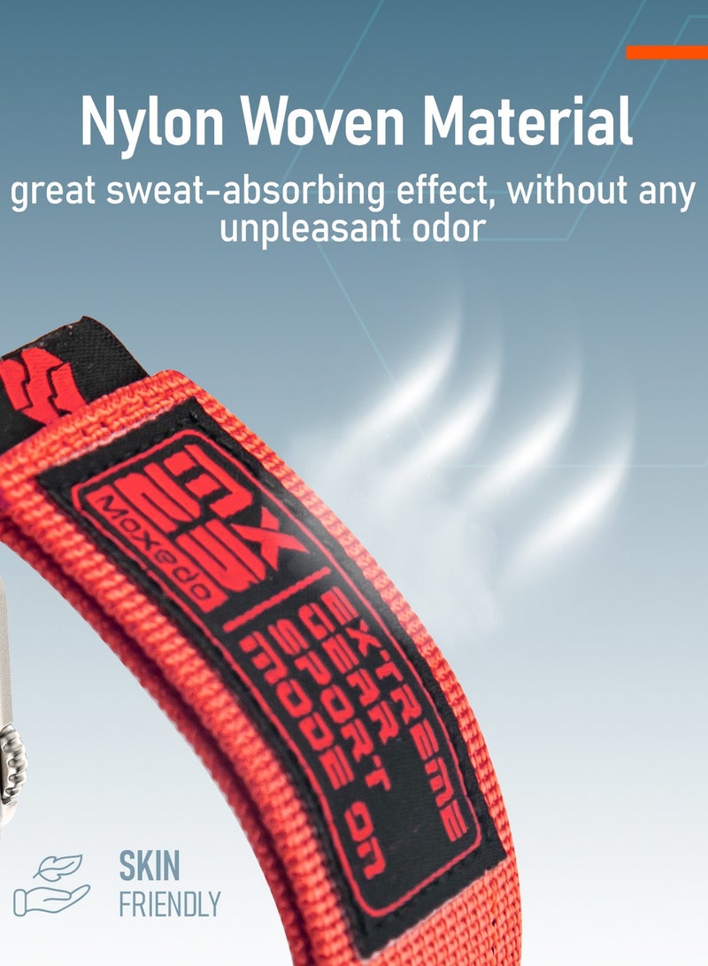 Moxedo MX23 Rugged Strap Breathable Nylon Braided Sports Band Compatible with Apple Watch Band Series 8/7/6/5/4/3/2/1/SE Ultra Woven Loop Design for 44mm/45mm/49mm - Red
