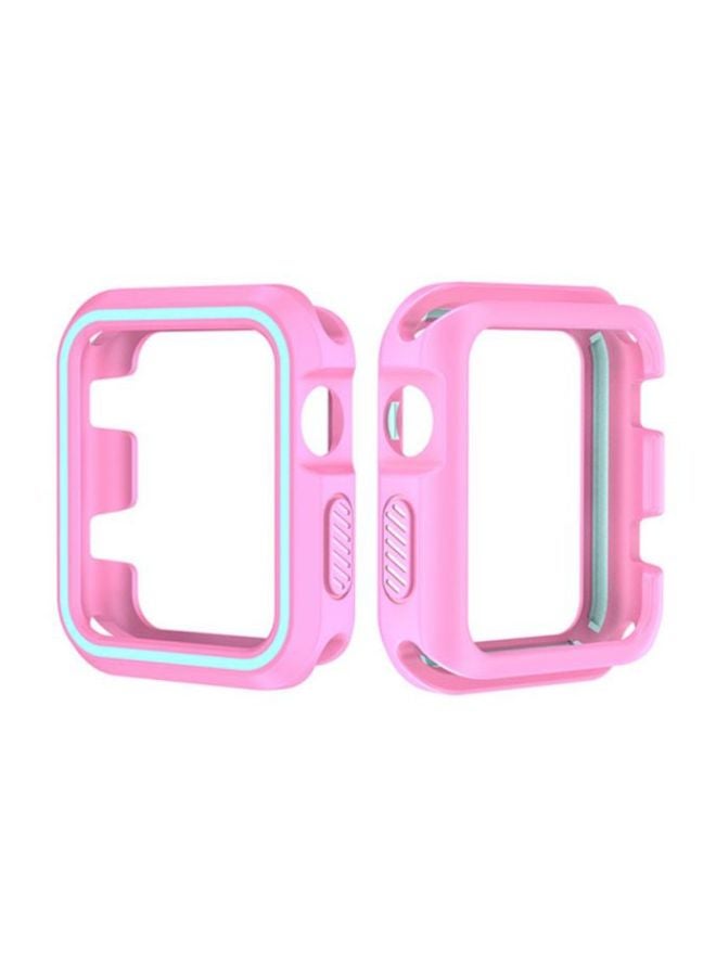 Rugged Armor Bumper Protective Case Cover For Apple Watch Series 1/2/3 42mm Pink/Blue