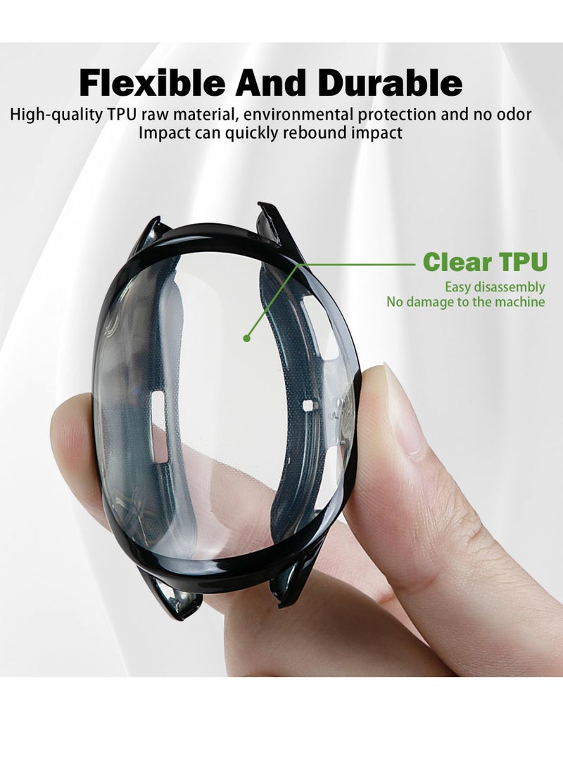 5 Pcs Seltureone Compatible for Samsung Galaxy Watch 6 44mm Screen Protector Case, Soft TPU Protective Case for Galaxy Watch 6 44 mm, Clear Black Silver Midnight Blue Diaphanous Green