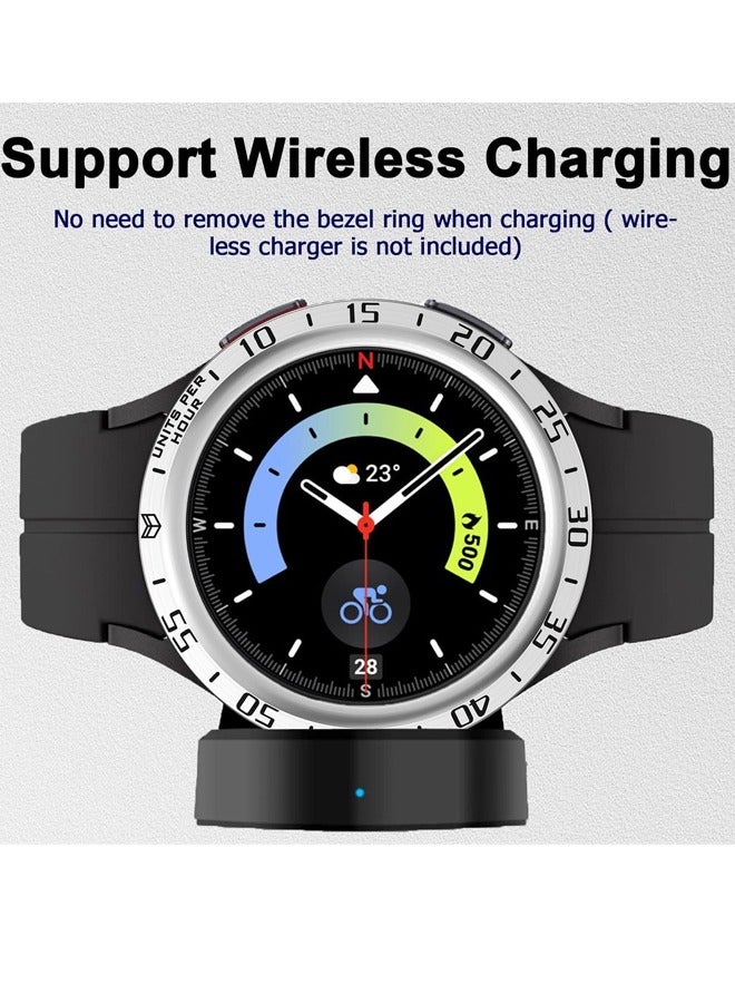 Bezel Loop Compatible for Samsung Watch 5 Pro Bezel Ring, Stainless Steel Anti Scratch Adhesive Frame Lightweight Watch Bezel Cover for Galaxy Watch 5 Pro 45mm
