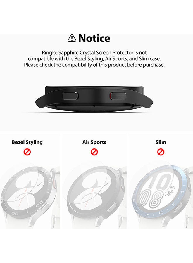 Galaxy Watch 5 Or 4 44mm Screen Protector Sapphire Crystal Tempered Glass 9H Hardness Anti Scratch Full Cover Clear