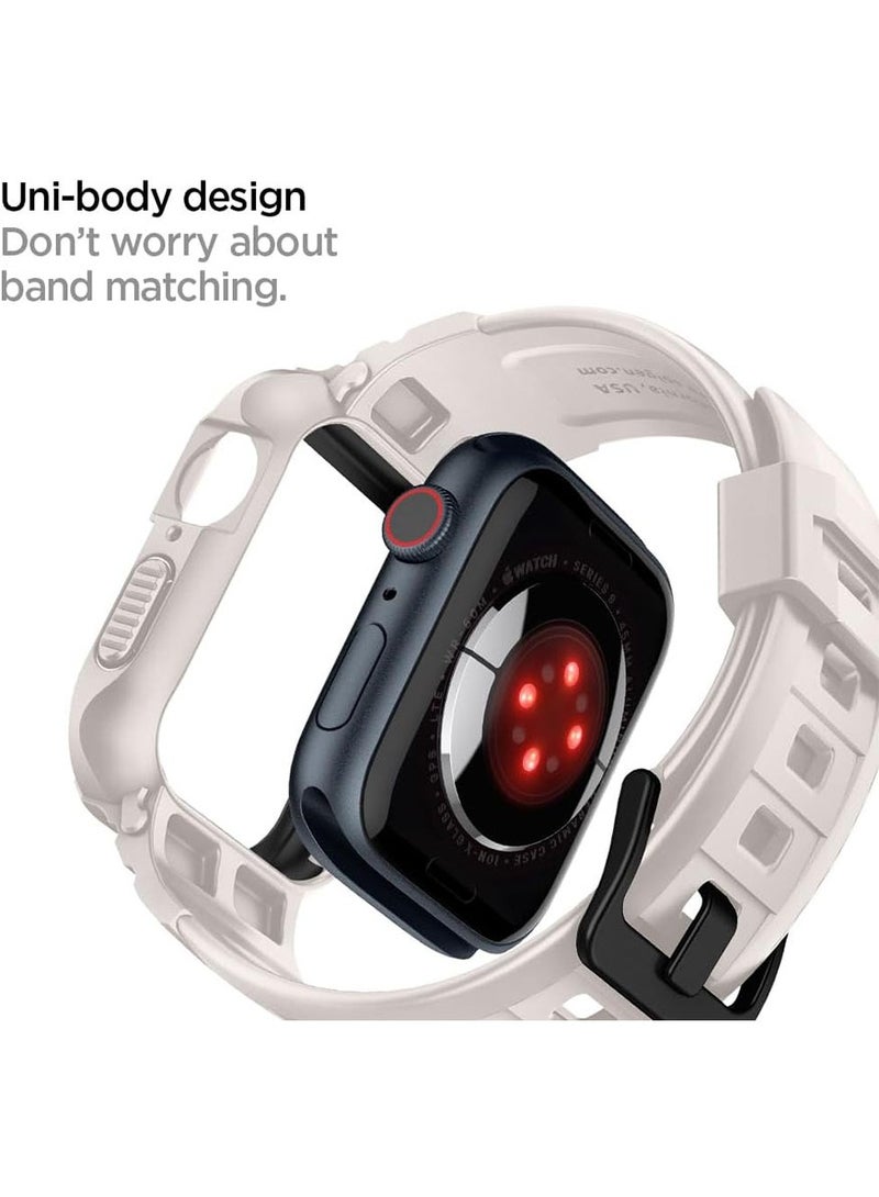 Rugged Armor Pro for Apple Watch Series 9 / 8 /7 (45mm) and Series 6/SE2/SE/5/4 (44mm) Band with Case Cover - Dune Beige