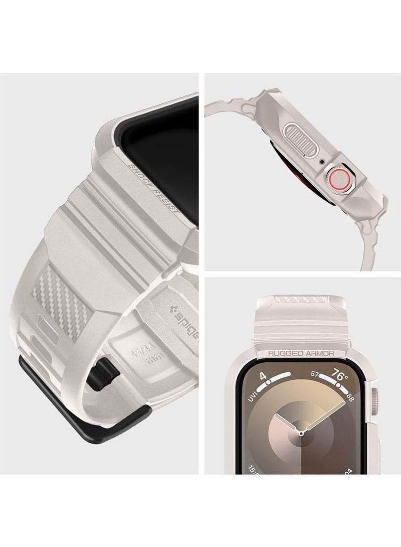 Rugged Armor Pro for Apple Watch Series 9 / 8 /7 (45mm) and Series 6/SE2/SE/5/4 (44mm) Band with Case Cover - Dune Beige