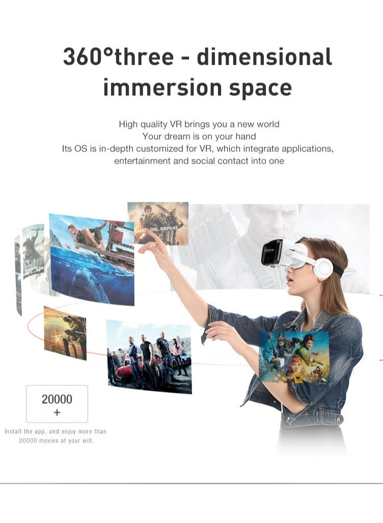 VR SHINECON Thousand Magic Mirror, VR Glasses, G04BS Bluetooth Headset Version, 3D Virtual Reality Helmet Smartphone + Y1 Joystick