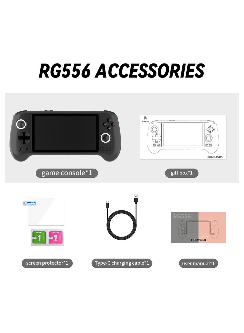ANBERNIC RG556 Handheld Game Console Unisoc T820 Android 13 5.48 inch AMOLED Screen 5500mAh WIFI Bluetooth Retro Video Players (Black 128G)